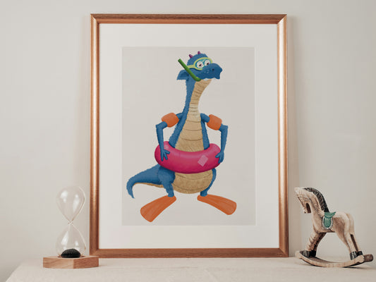 Digital Nursery Wall Art - Morris Swimming