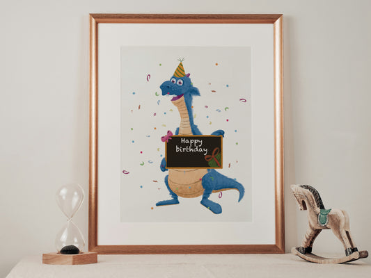 Digital Nursery Wall Art - Morris Happy Birthday